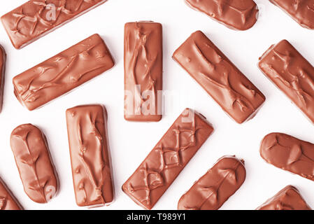 Mix of chocolate bars isolated on a white background Stock Photo