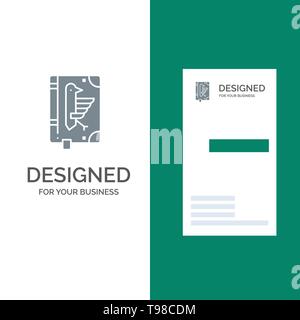 Book, Codex, Constitution, Declaration, Edict Grey Logo Design and Business Card Template Stock Vector