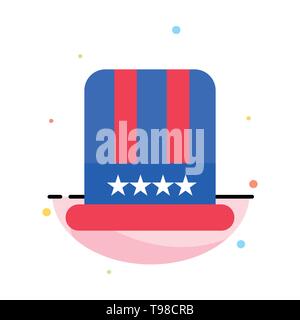 Hat, Cap, American, Usa Abstract Flat Color Icon Template Stock Vector