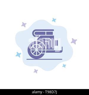 Chariot, Horses, Old, Prince, Greece Blue Icon on Abstract Cloud Background Stock Vector
