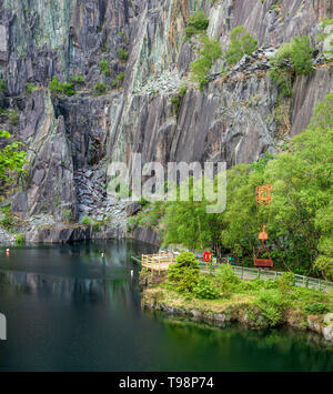 Vivian Dive center in an old slate quarry, Llanberris, Wales. Stock Photo