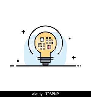 Data, Insight, Light, Bulb  Business Flat Line Filled Icon Vector Banner Template Stock Vector