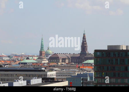 Copenhagen, Denmark - Jun 09, 2012: City roofs and towers Stock Photo