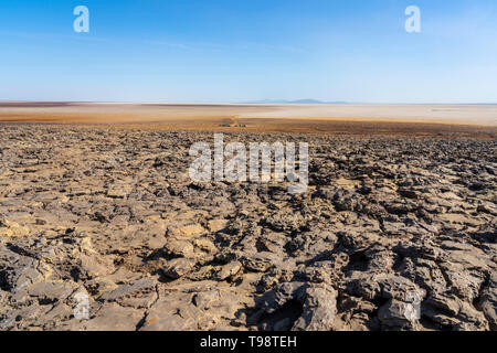 View of the Danakil Depression from Dallol in Ethoipia, Africa. Stock Photo