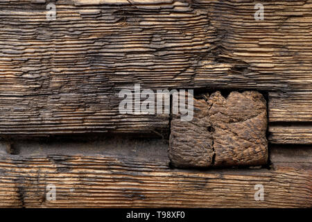 Backgrounds and textures: aged weathered wood texture, close-up shot Stock Photo