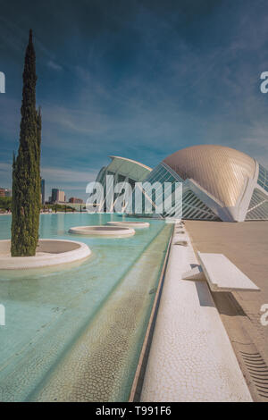 The Hemisfèric, the City of Arts and Sciences is an entertainment-based cultural and architectural complex in the city of Valencia, Spain. Stock Photo