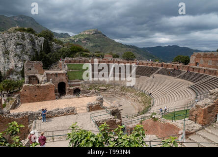 The Ancient theatre (Greek Theatre) of Taormina, Sicily Stock Photo