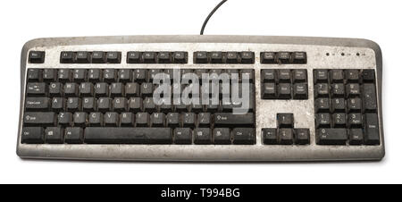 dirty keyboard on a white background Stock Photo
