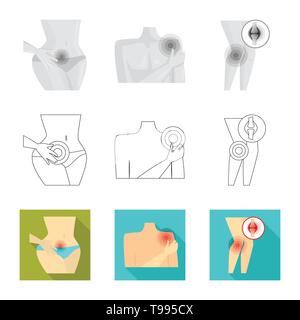 Vector illustration of hospital and rendering logo. Set of hospital and help vector icon for stock. Stock Vector