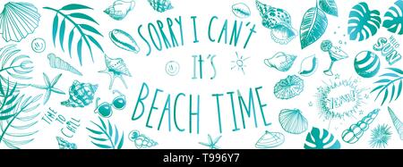 Vector seashell doodles full vector large banner Stock Vector