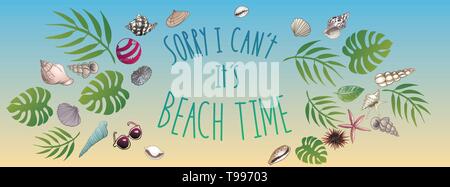 Vector seashell doodles full vector large banner Stock Vector