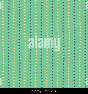 Modern yellow and green hand drawn dotted random vertical lines. Seamless geometric pattern on mint green background. Great for wellness, beauty, kids Stock Vector