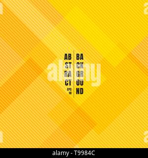 Abstract yellow geometric squares overlapping with diagonal lines pattern texture and background. Vector illustration Stock Vector