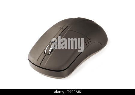 Black computer wireless mouse isolated on white background Stock Photo
