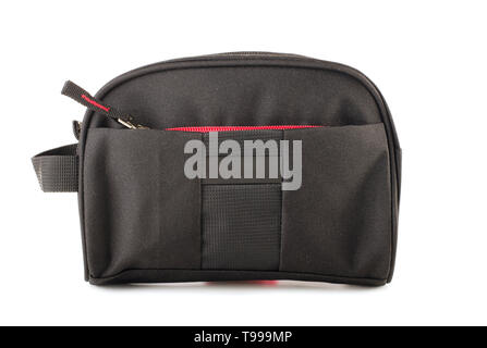 Men's black waist purse bag isolated on a white background Stock Photo