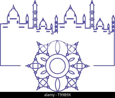 decorative mandala with mosque ramadan kareem vector illustration design Stock Vector