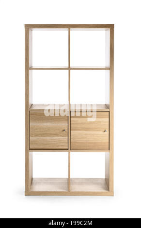 Wooden bookcase on white background Stock Photo