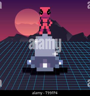 invader ufo space pixel video game retro vector illustration Stock Vector