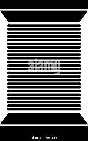 Black color tailor thread bobbin icon isolated.Vector illustraton. Stock Vector
