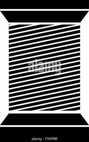 Black color tailor thread bobbin icon isolated.Vector illustraton. Stock Vector