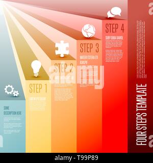 Vecotr Infographic steps diagram template for workflow, business schema or procedure diagram - vertical version with icons Stock Vector