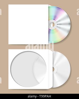 CD DVD compact disk in white paper cover vector illustration Stock Vector