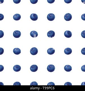 Seamless blueberries Pattern. 3d realistic vector berries Stock Vector