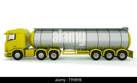 Fuel gas tanker truck isolated. 3D rendering. Stock Photo