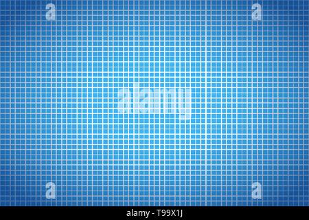 Blue and white graph paper, wide detailed math background Stock Vector