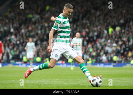 Glasgow, Scotland - April 14. Mikael Lustig of Celtic during the William Hill Scottish Cup semi final between Celtic and Aberdeen Stock Photo
