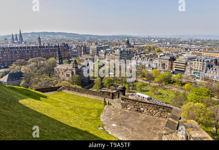 Aerial View over Princes Street and Edinburgh Stock Photo