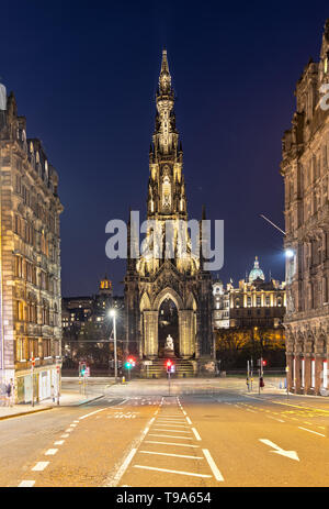 The Scott Monument in Edinburgh, Scotland at Night Stock Photo