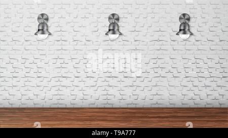 Design Black Sconces On White Brick Wall Vector Stock Vector