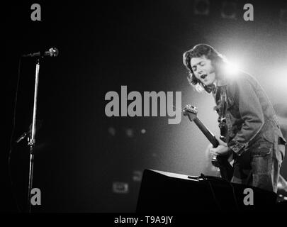 Rotterdam, Netherlands: Rory Gallager performs live in Rotterdam, Netherlands in 1974 (Photo by Gijsbert Hanekroot) Stock Photo