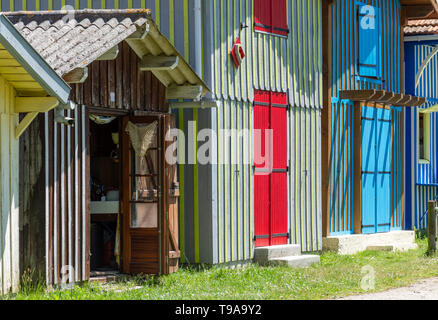 Biganos (Arcachon Bay, France), the colored fishers houses in the picturesque small port Stock Photo