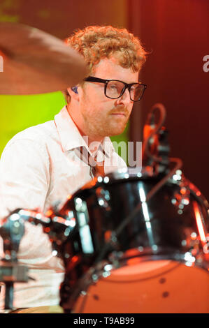 Wrigglesworth of Public Service Broadcasting performing at the Larmer Tree Festival, UK. July 19, 2014 Stock Photo