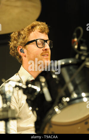 Wrigglesworth of Public Service Broadcasting performing at the Larmer Tree Festival, UK. July 19, 2014 Stock Photo