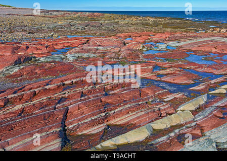 Rocky coastline along the Gulf of St. Lawrence Baie-des-Sables Quebec Canada Stock Photo