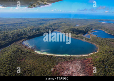 Lake Mckenzie On Fraser Island, View Out Of An Airplane Stock Photo