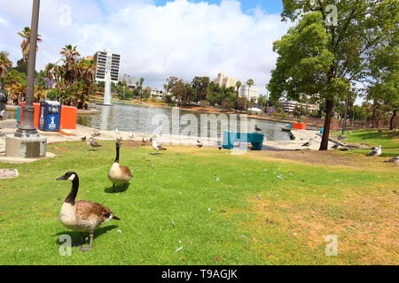 MacArthur Park located in the Westlake neighborhood of LOS ANGELES, California Stock Photo