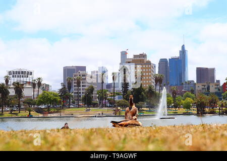 MacArthur Park located in the Westlake neighborhood of LOS ANGELES, California Stock Photo