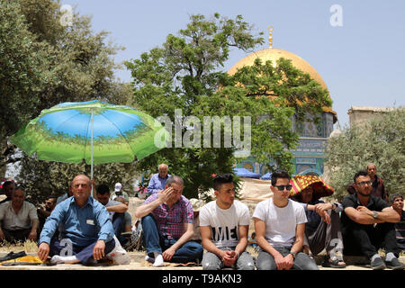 Jerusalem, Jerusalem, Palestinian Territory. 17th May, 2019. Palestinian Muslim worshipers attend Friday prayers durig the holy fasting month of Ramadan at al-Aqsa mosque compund, in Jerusalem's Old city, May 17, 2019 Credit: Abdalrahman Alami/APA Images/ZUMA Wire/Alamy Live News Stock Photo