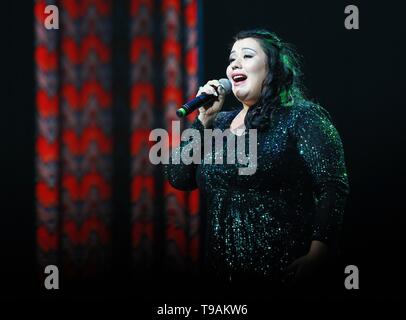 Beijing, China. 17th May, 2019. A singer from Tajikistan sings during a performance in Beijing, capital of China, May 17, 2019. Credit: Li He/Xinhua/Alamy Live News Stock Photo