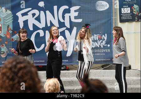 Brighton UK 18th May 2019 - A singing group entertain at the Fringe City  which is part of the Brighton Festival 2019 . Credit : Simon Dack / Alamy Live News Stock Photo