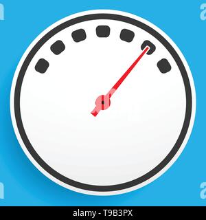 Gauge, meter icon with red needle set at high level Stock Vector
