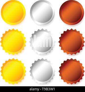 Empty circle silver and gold rank frames in medieval style for game ui ...