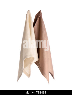 Clean kitchen towels on white background Stock Photo