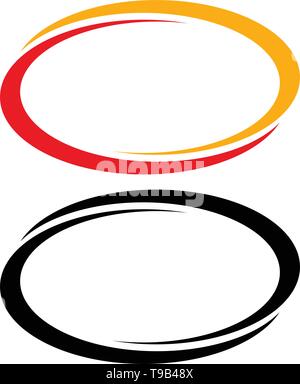 Oval, ellipse banner frames, borders. Duotone and black versions included Stock Vector