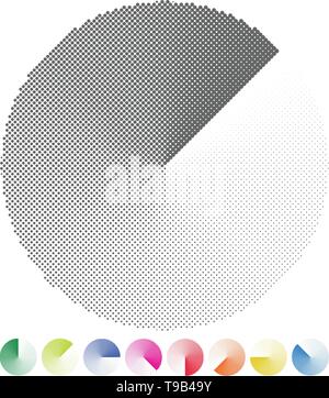 Circular pre-loader, buffer, progress indicator or radar shape with half-tone effect on a conical gradient Stock Vector