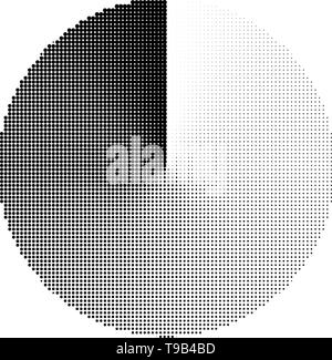 Circular pre-loader, buffer, progress indicator or radar shape with half-tone effect on a conical gradient Stock Vector
